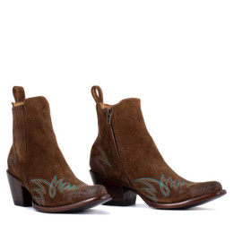 Santiags basses en cuir suede vieillis - Fury russet - Santiags femme