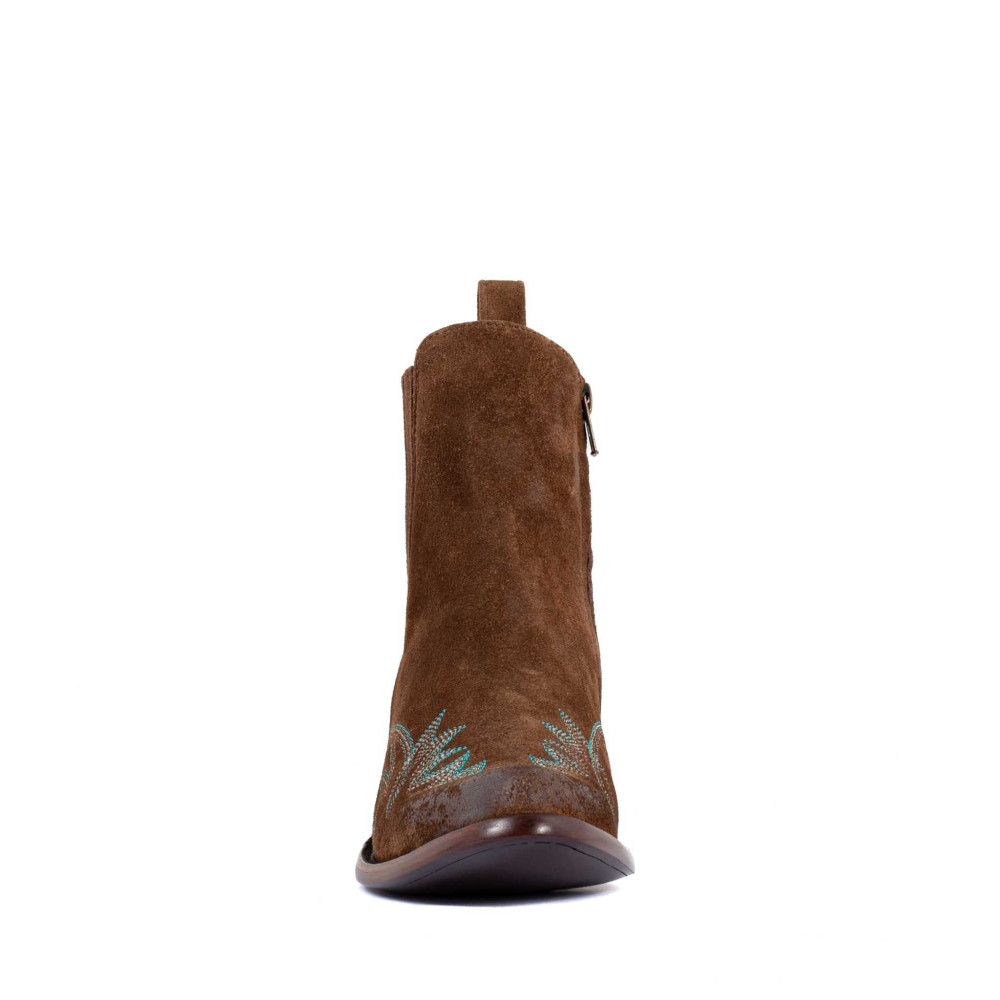 Santiags basses en cuir suede vieillis - Fury russet - Santiags femme