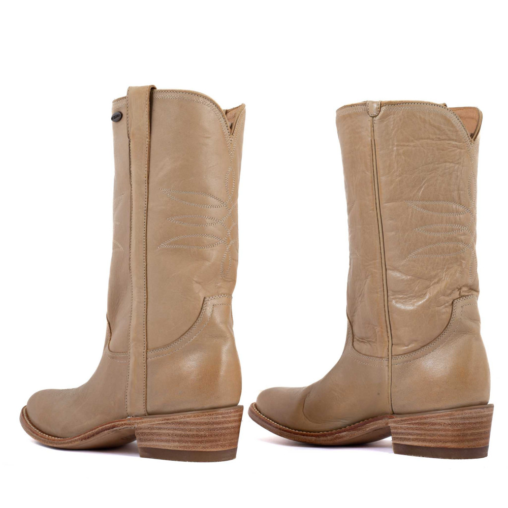 Bottes camarguaise en cuir lisse - Yopal camel - Santiags femme