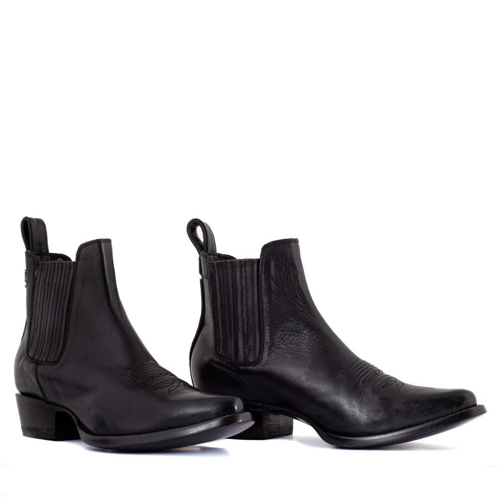 Bottines Santiags Homme Bout Pointu Cuir Noir | Mexicana