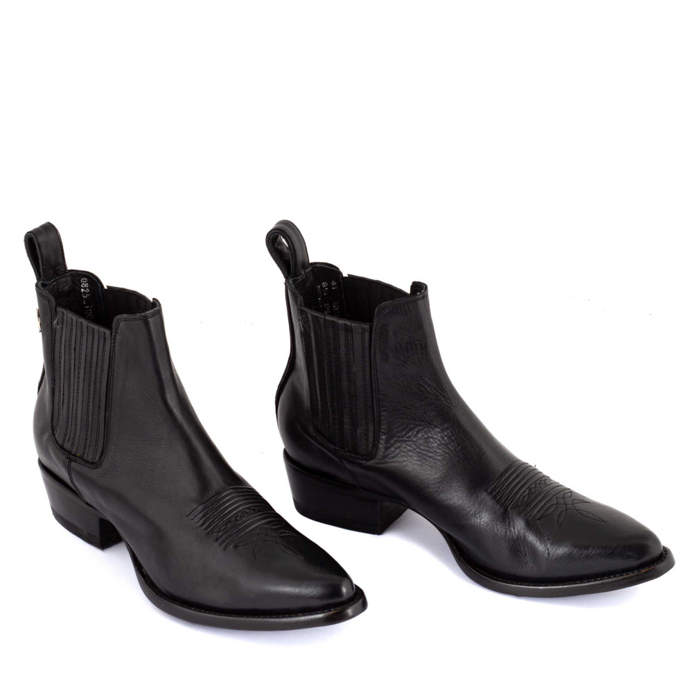 Bottines Santiags Homme Bout Pointu Cuir Noir | Mexicana