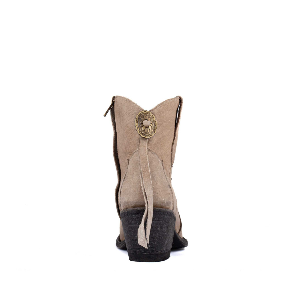 Santiags beiges à franges en cuir vieilli - La concha bone - Santiags femme