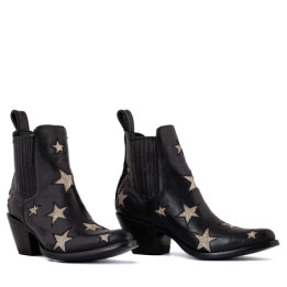 Bottes en cuir noir avec motifs étoile - Circus black gold - Santiags femme