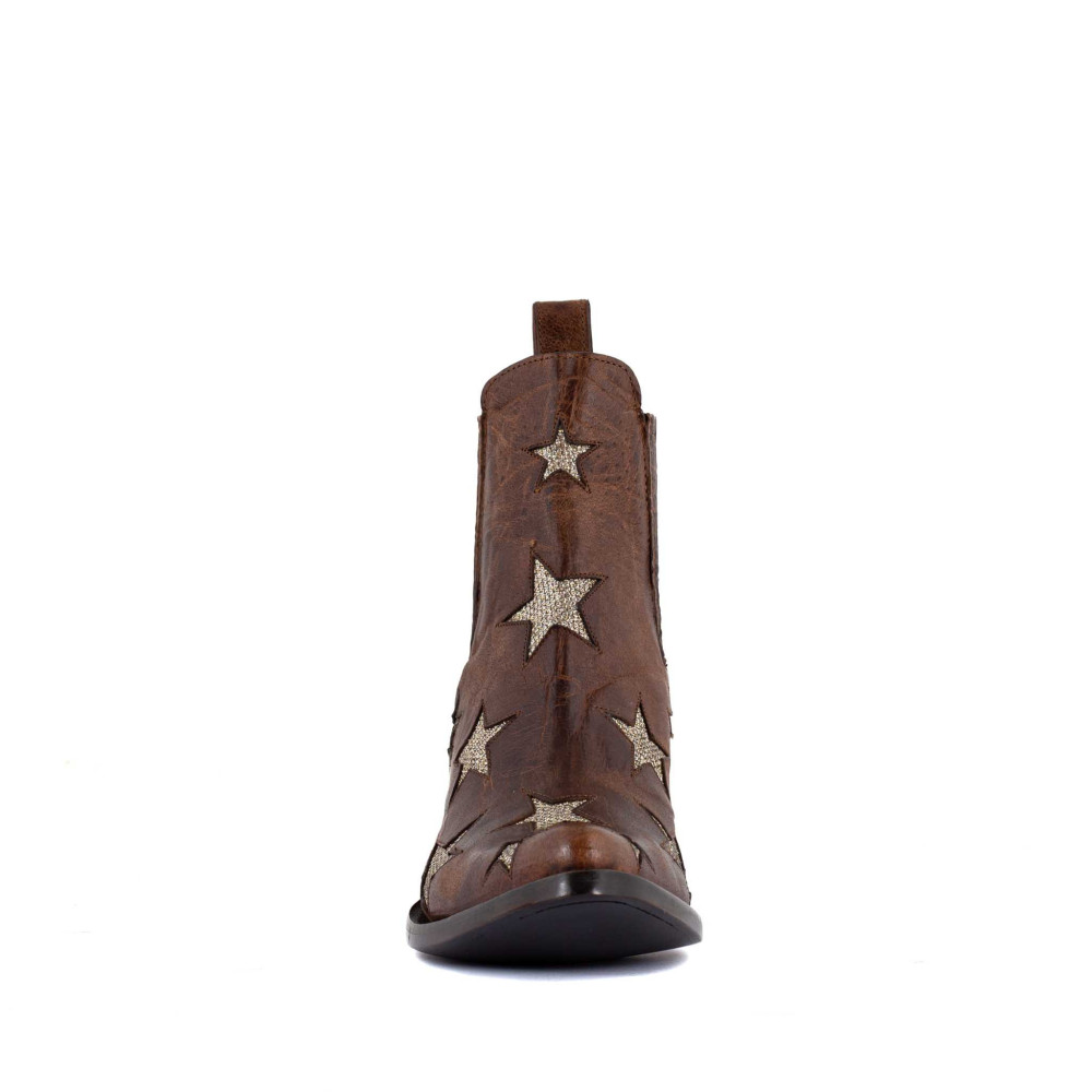 Bottes en cuir marron avec motifs étoile - Circus oryx gold - Santiags femme