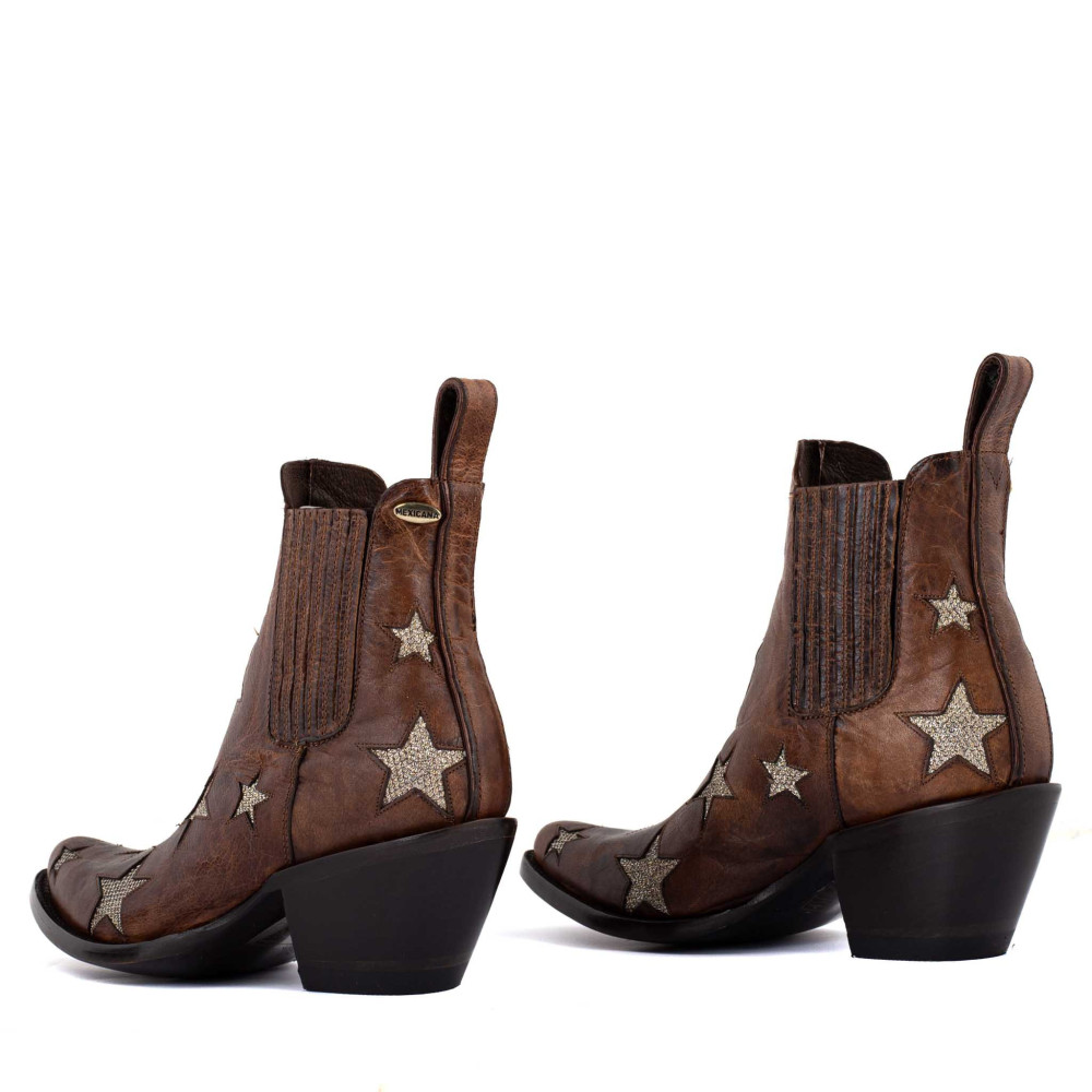 Bottes en cuir marron avec motifs étoile - Circus oryx gold - Santiags femme