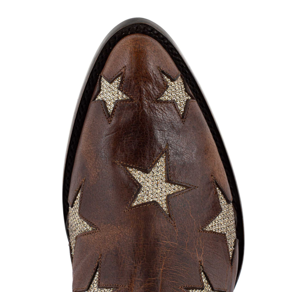 Bottes en cuir marron avec motifs étoile - Circus oryx gold - Santiags femme