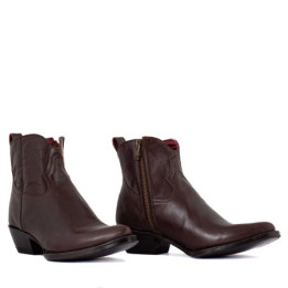 Bottines santiags en cuir de veau cafe| Maya cafe - Santiags femme
