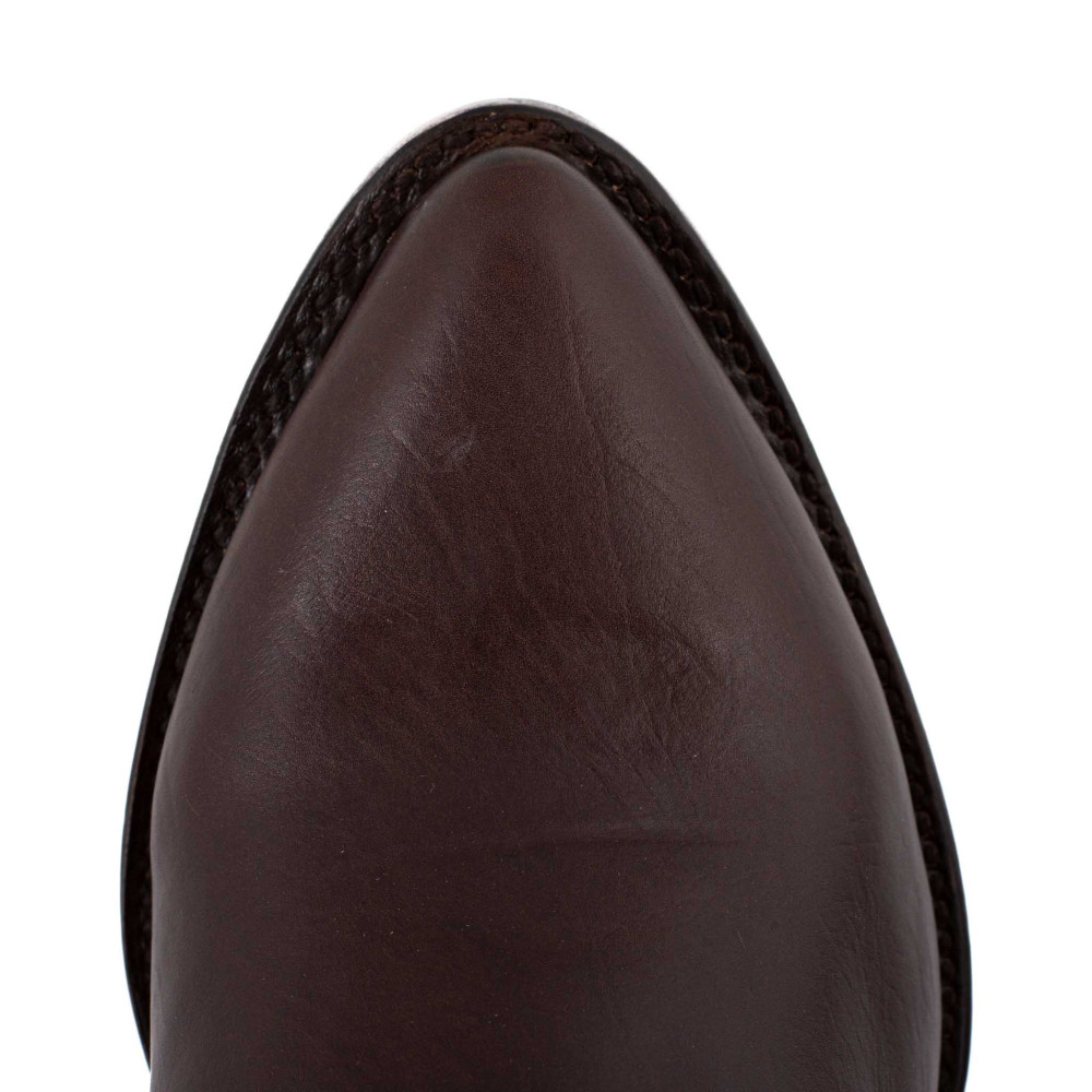 Bottines santiags en cuir de veau cafe| Maya cafe - Santiags femme