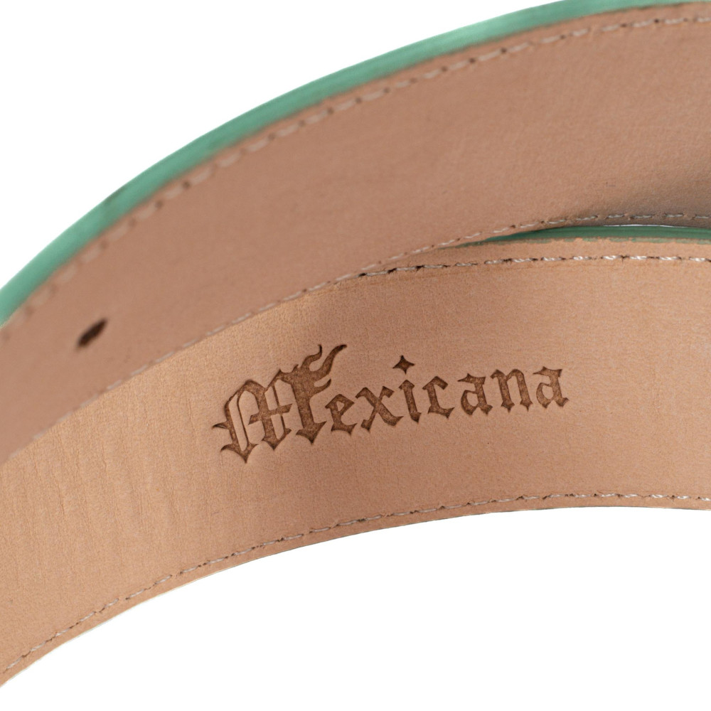 Ceinture en cuir turquoise avec boucle interchangeable - Golondrina sonora turquesa