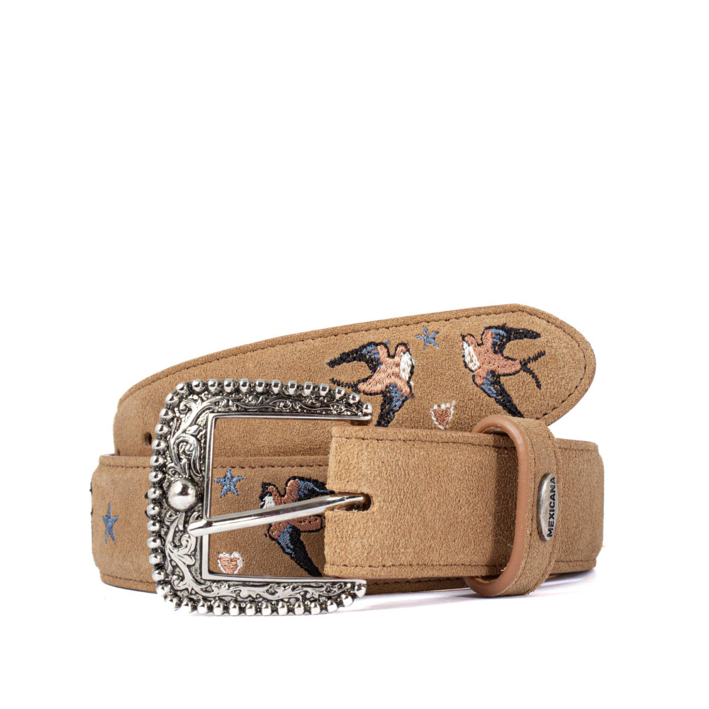 Ceinture en cuir tan avec boucle interchangeable - Golondrina Tan Suede