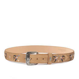 Ceinture en cuir tan avec boucle interchangeable - Golondrina Tan Suede