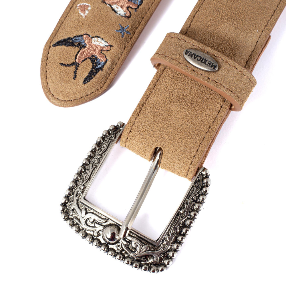 Ceinture en cuir tan avec boucle interchangeable - Golondrina Tan Suede