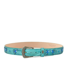 Ceinture en cuir turquoise avec boucle interchangeable - Golondrina sonora turquesa