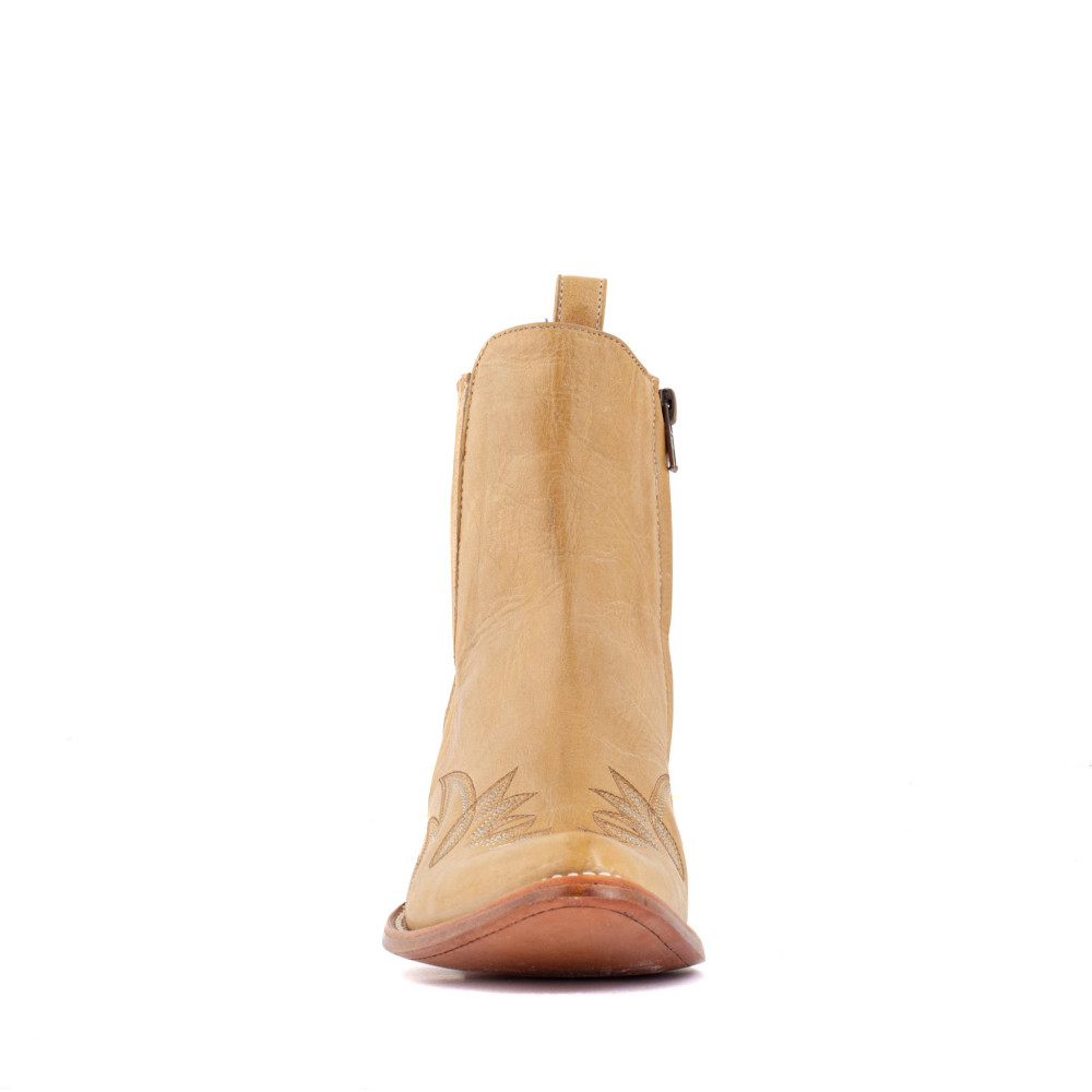 Santiags basses couleur avec zip - Fury camel rancheiro - Santiags femme