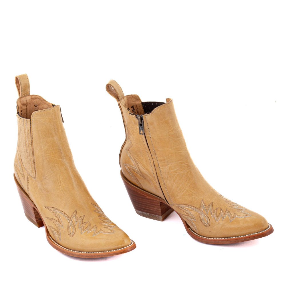 Santiags basses couleur avec zip - Fury camel rancheiro - Santiags femme