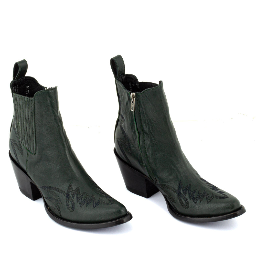Santiags basses avec zip - Fury Green cypres - Santiags femme