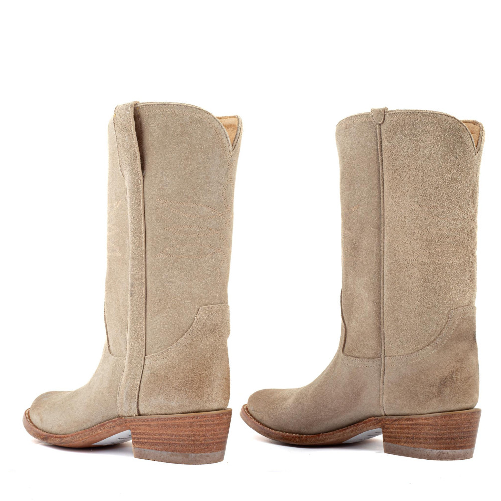 Bottes camarguaise en cuir  - Yopal suede arena - Santiags femme