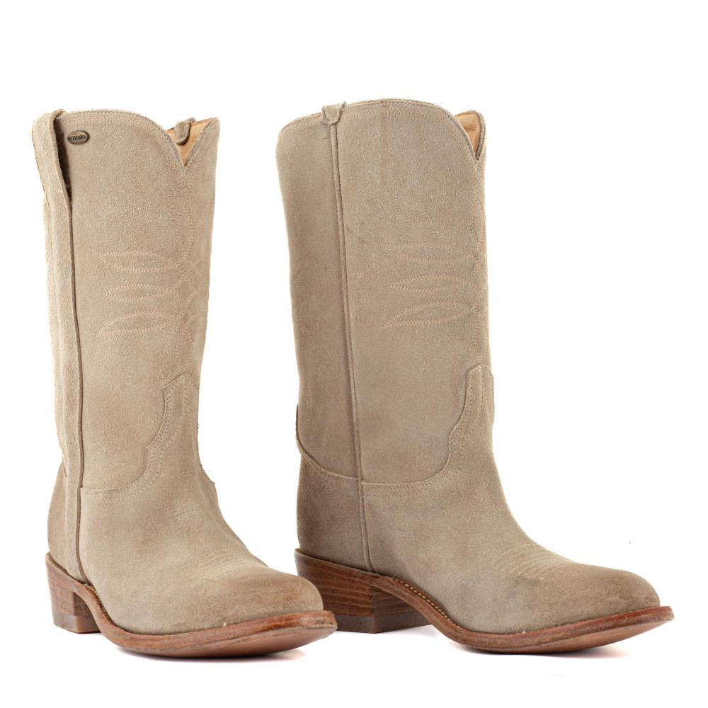 Bottes camarguaise en cuir  - Yopal suede arena - Santiags femme