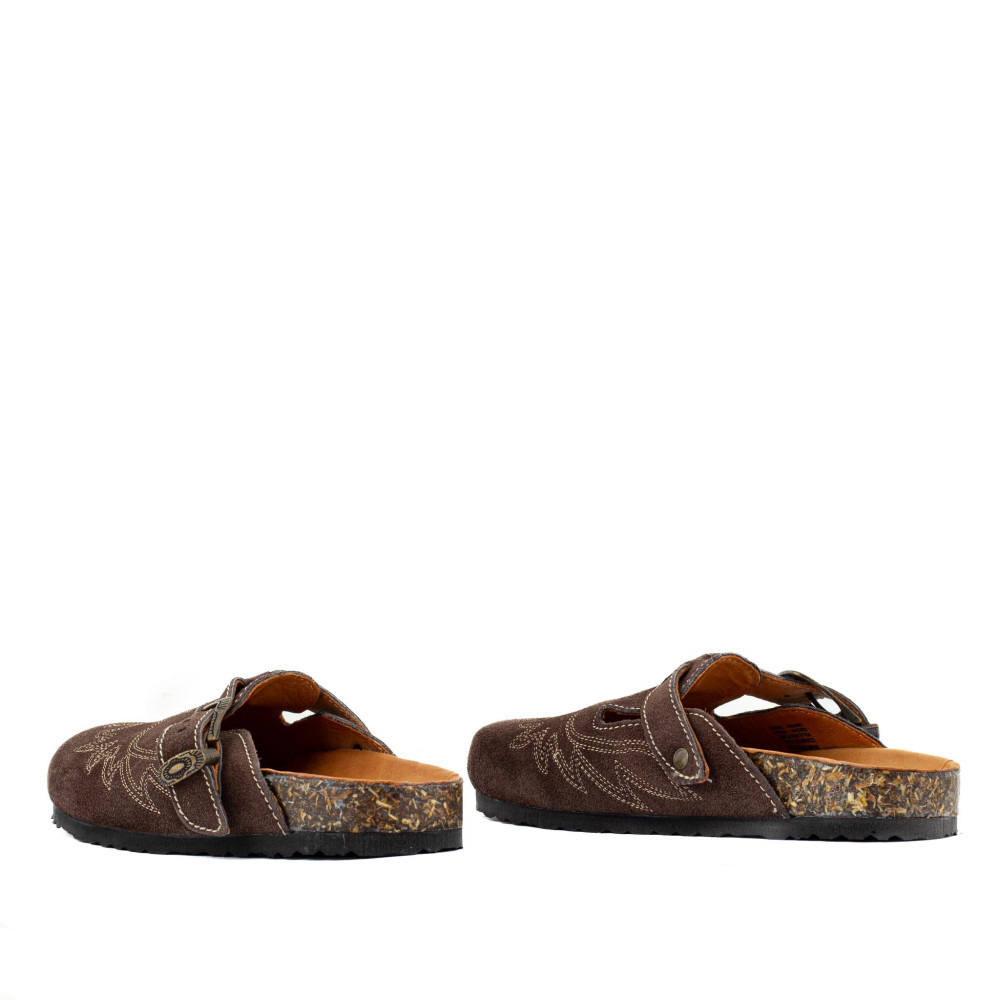 Sabots western - Bahia suede tabac al tono - sabots femme