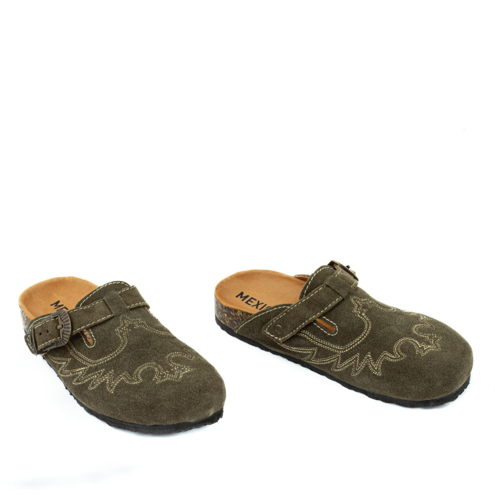 Sabots western - Bahia suede kaki - sabots femme