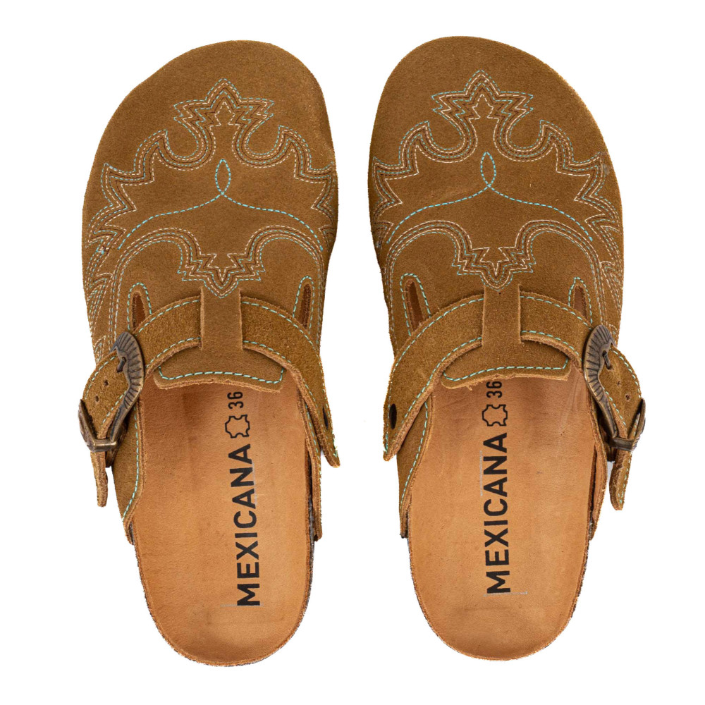 Sabots western - Bahia suede camel - Sabots femme