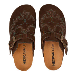 Sabots western - Bahia suede tobacco - Sabots femme