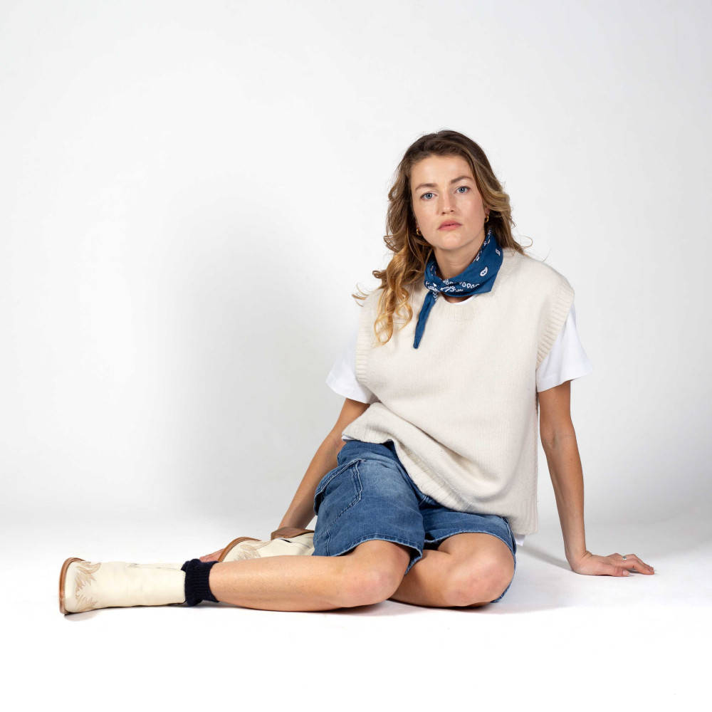 Santiags basses couleur crême avec zip - Fury white trigger - Santiags femme