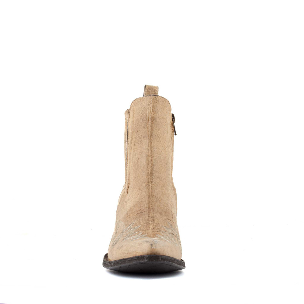 Santiags basses beige avec zip - Fury bone - Santiags femme