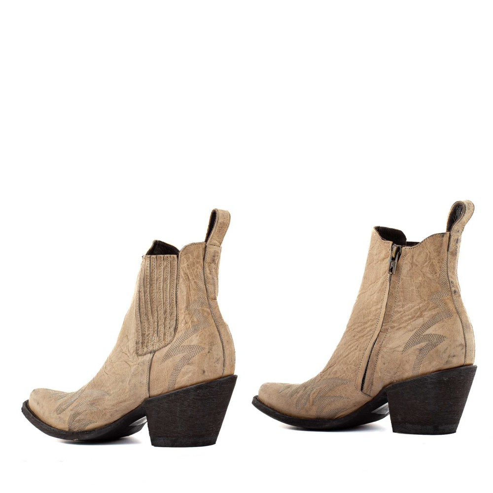 Santiags basses beige avec zip - Fury bone - Santiags femme