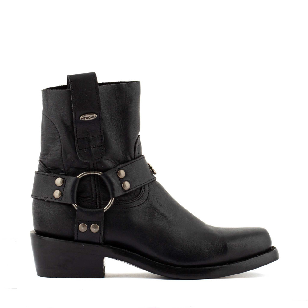 Bottines de moto a bout carré - Kayal 7 Black - Santiags femme