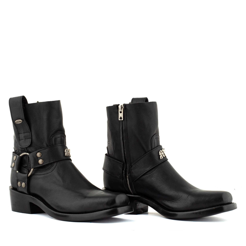 Bottines de moto a bout carré - Kayal 7 Black - Santiags femme