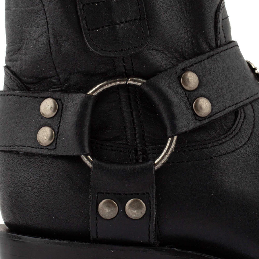 Bottines de moto a bout carré - Kayal 7 Black - Santiags femme