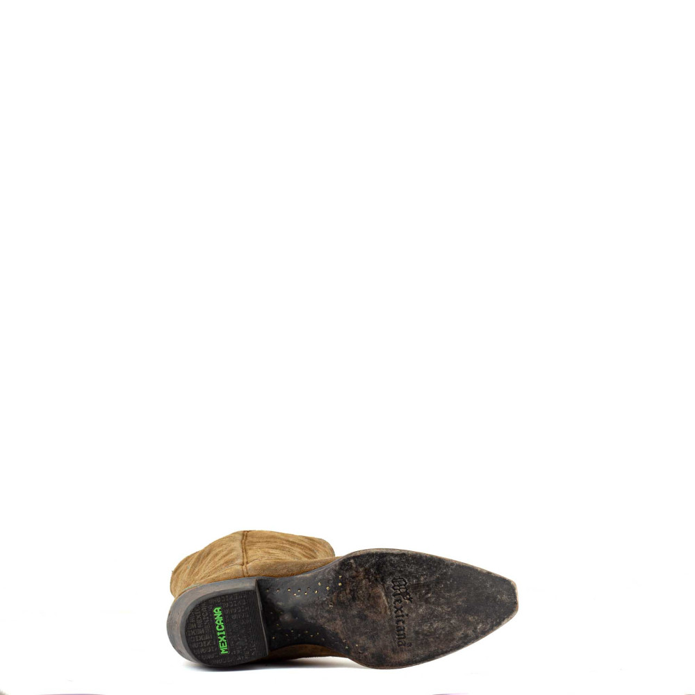 Bottes santiags en cuir suède viellis, surpiqures multicolores - Fantasia Bentley - Santiags femme