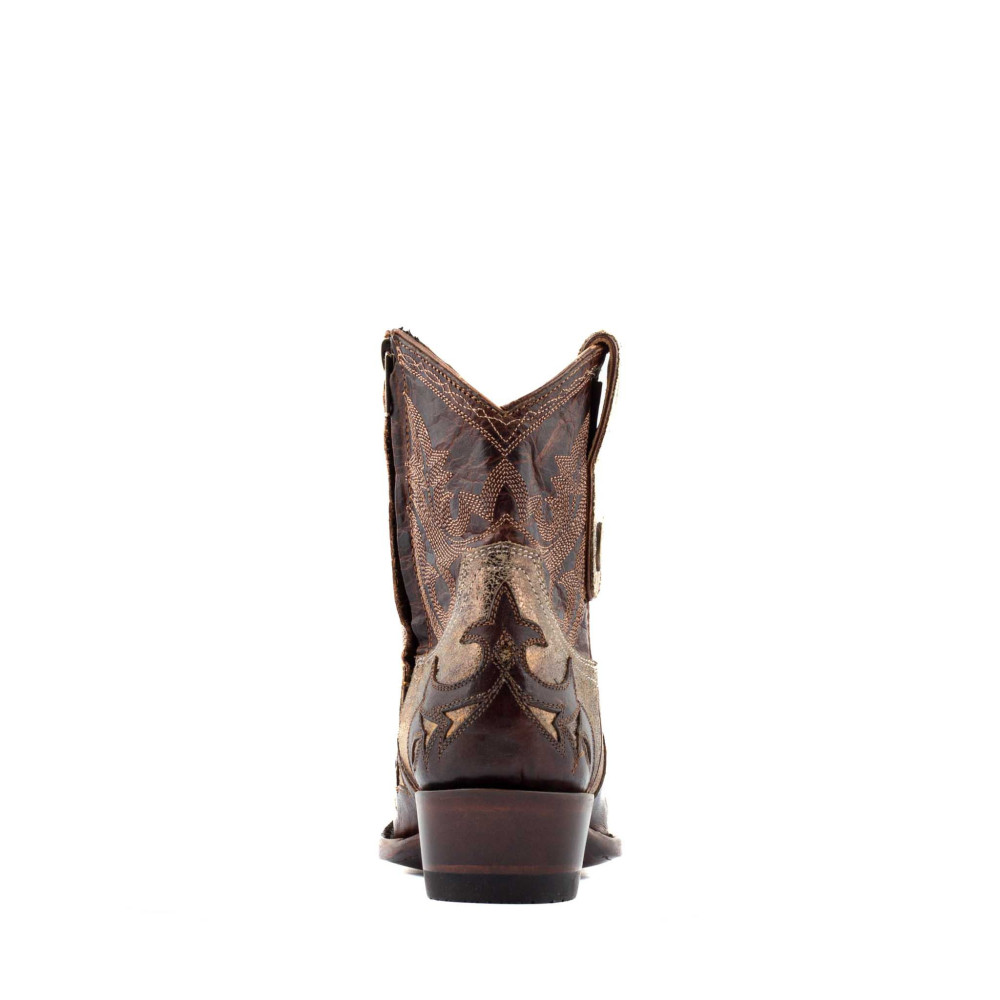 Low boots bicolores en cuir avec zip - Stitched crack brass - Santiags femme