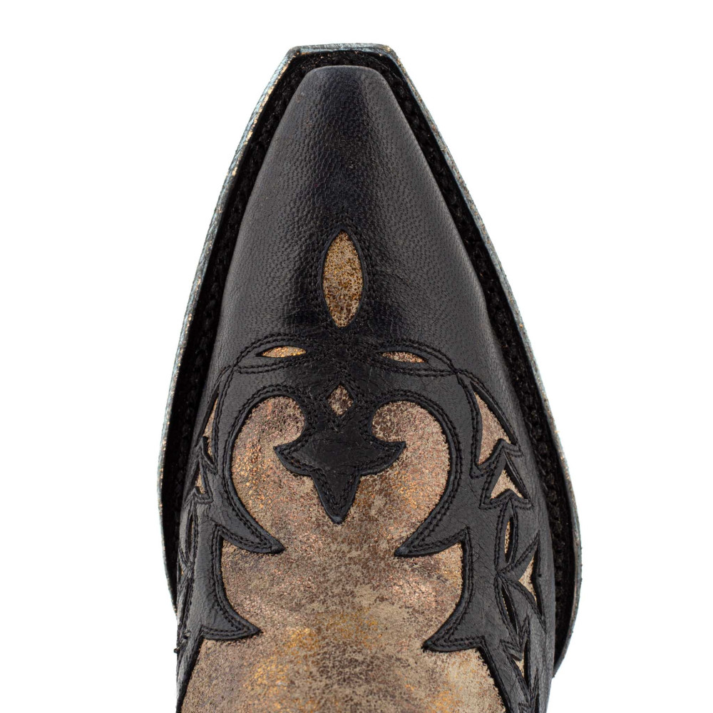 Low boots bicolores en cuir avec zip - Stitched crack black - Santiags femme