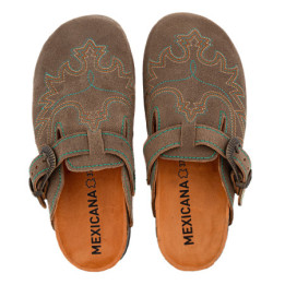 Sabots western - Bahia suede taupe - Sabots femme