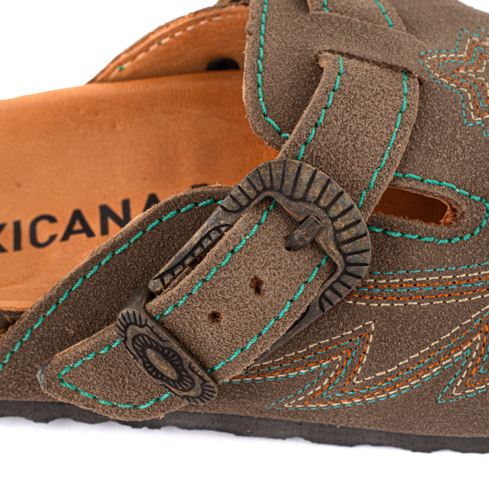 Sabots western - Bahia suede taupe - Sabots femme