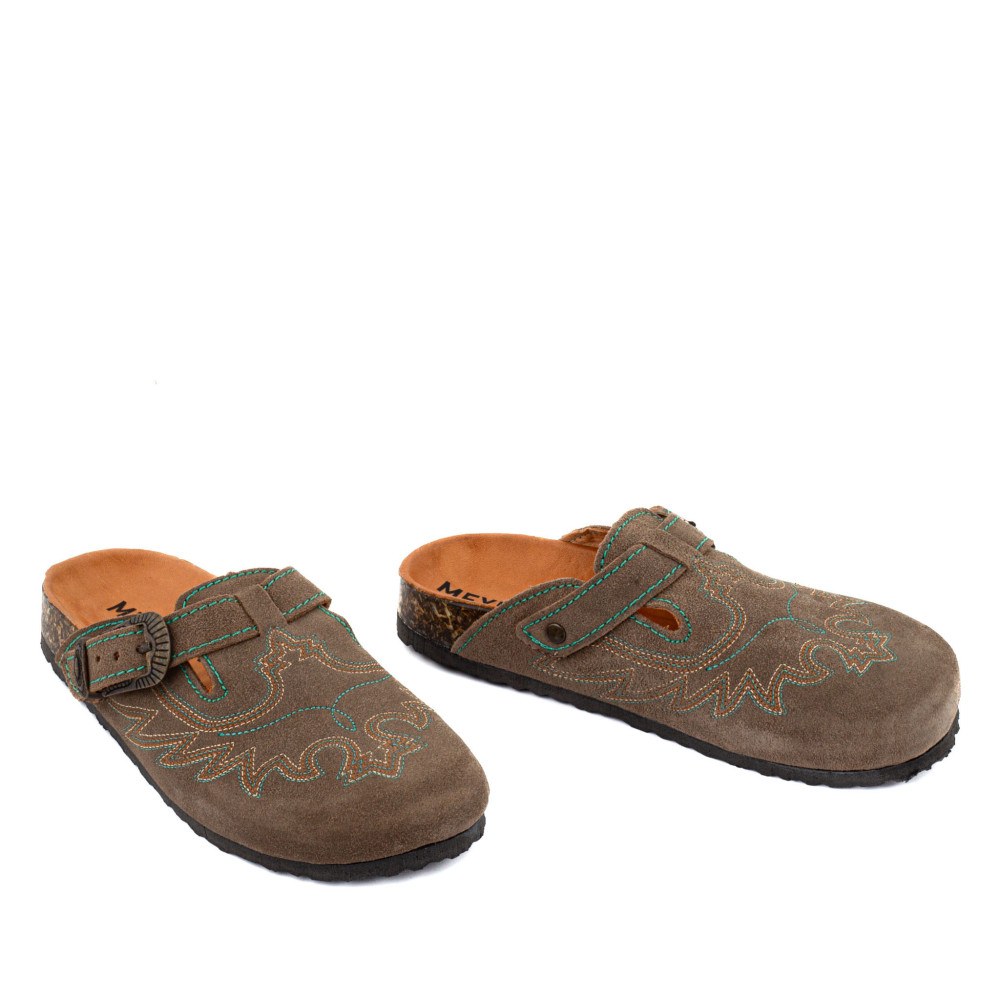 Sabots western - Bahia suede taupe - Sabots femme
