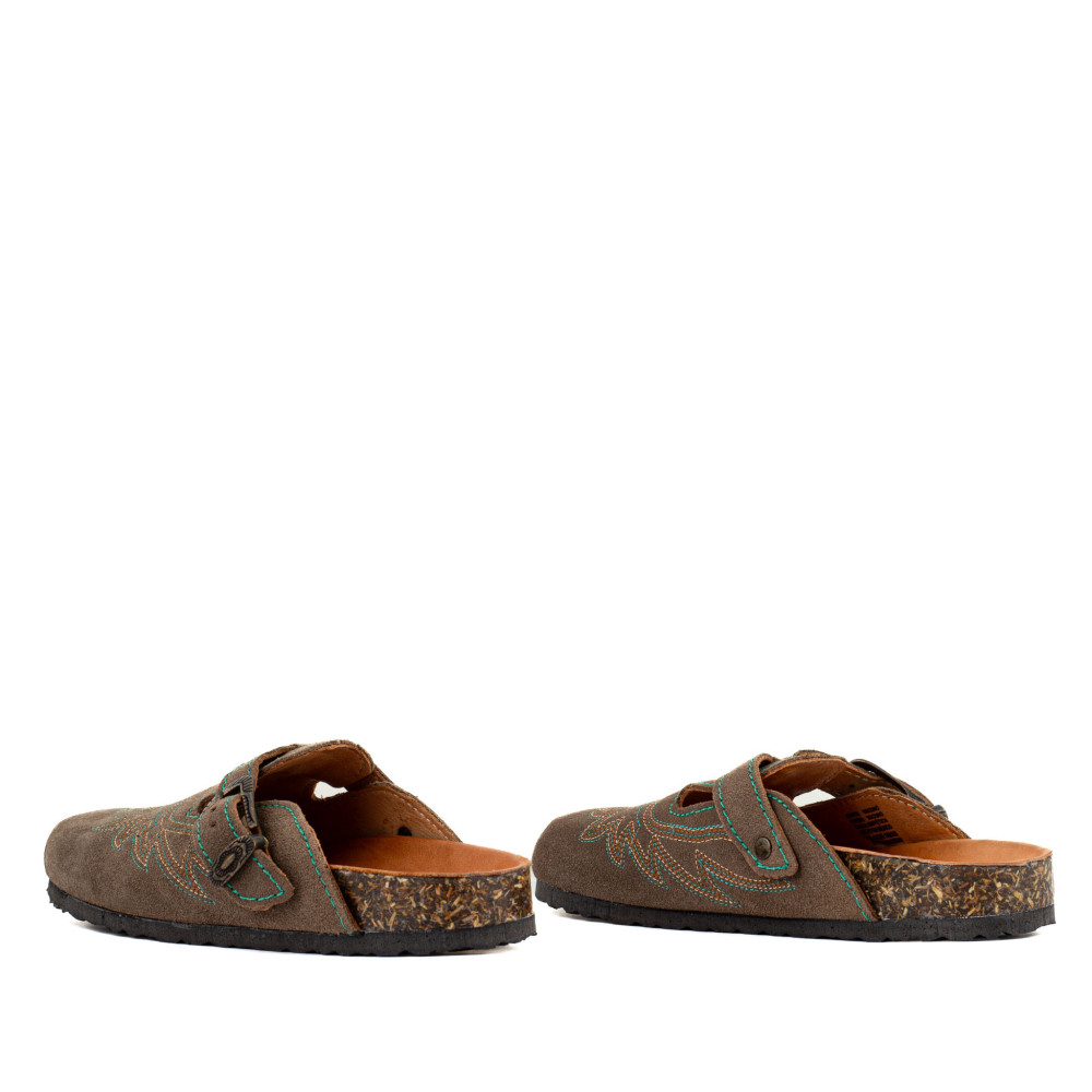 Sabots western - Bahia suede taupe - Sabots femme