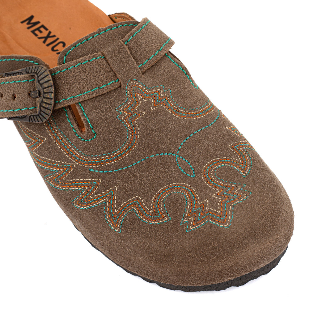 Sabots western - Bahia suede taupe - Sabots femme