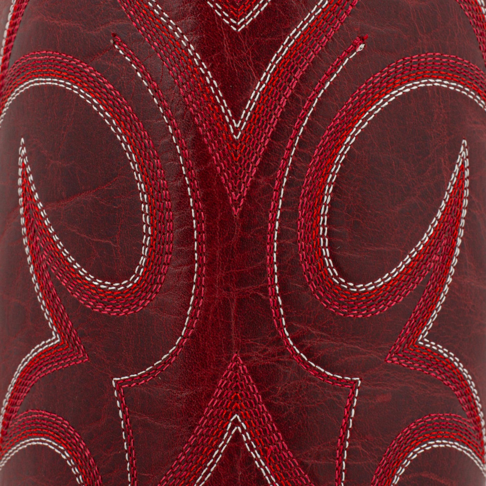 Bottes santiags en cuir rouge, surpiqures multicolores - Fantasia red - Santiags femme
