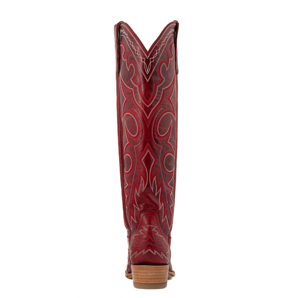 Bottes santiags en cuir rouge, surpiqures multicolores - Fantasia red - Santiags femme