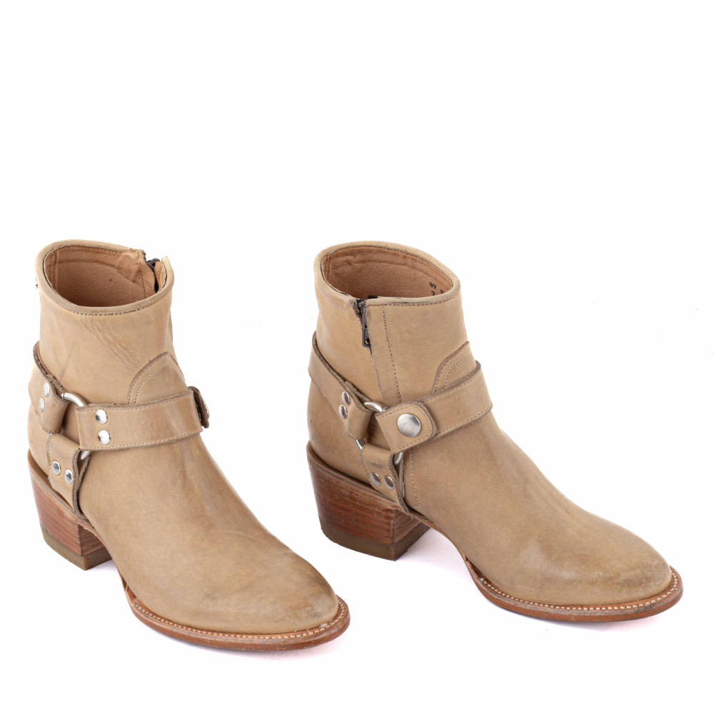 Bottines de moto avec boucles - Santana Camel Ranchero - Santiags femme