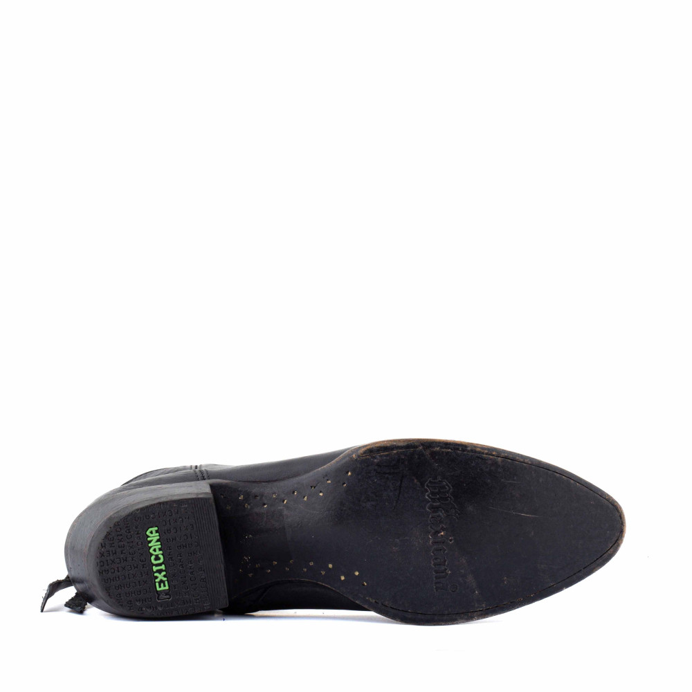 Low boots noires en cuir vieilli avec franges et medaillon western - Bonnie black - Santiags femme