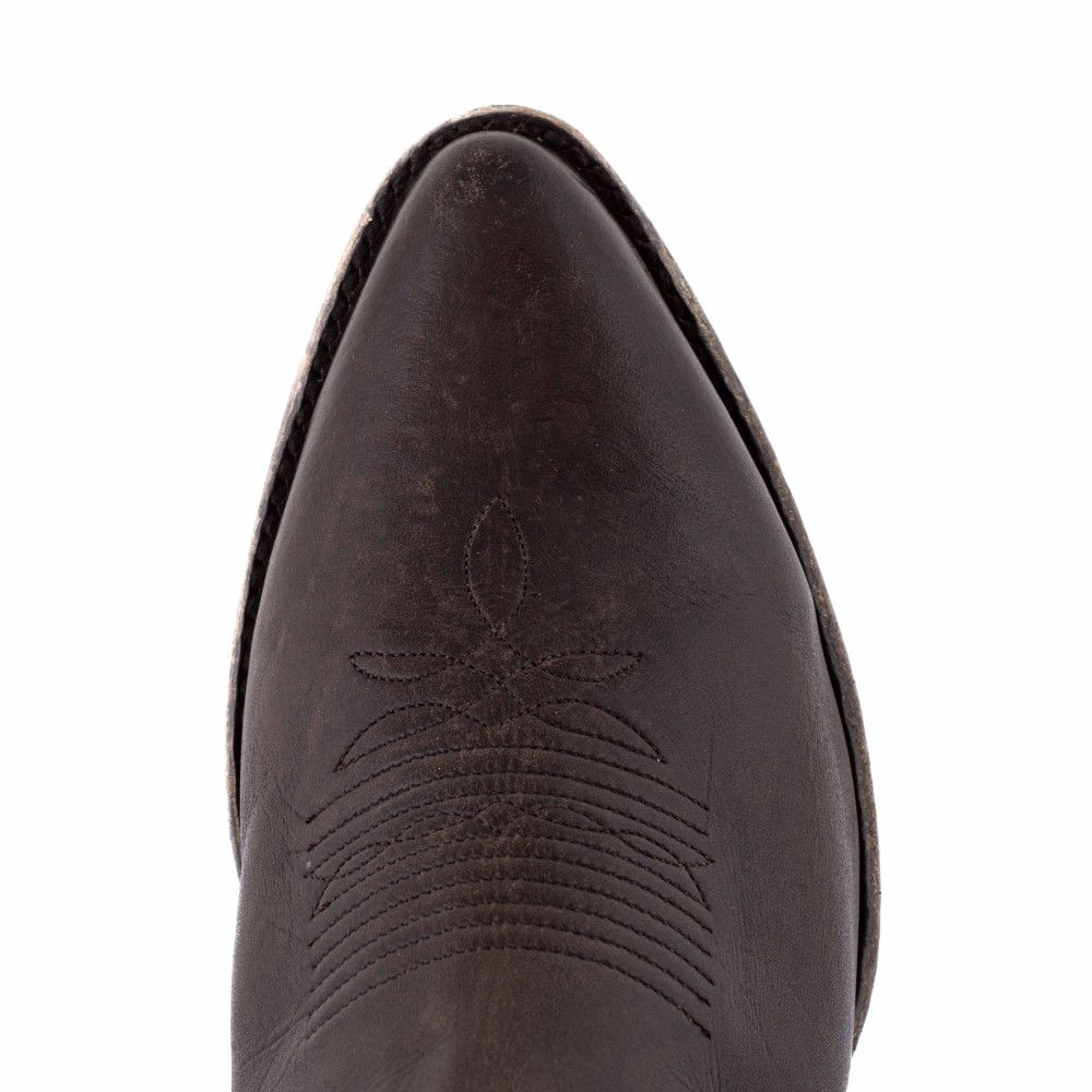 Low boots en cuir chocolat vieilli avec franges et medaillon western - Bonnie chocolate - Santiags femme