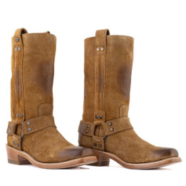 Bottes de moto a bout carré - Candela bentley golden brown - Santiags femme