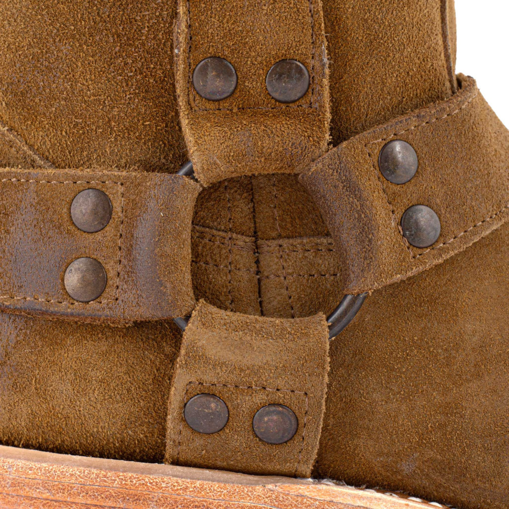 Bottes de moto a bout carré - Candela bentley golden brown - Santiags femme