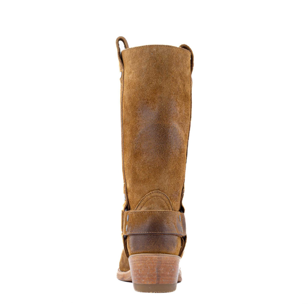 Bottes de moto a bout carré - Candela bentley golden brown - Santiags femme