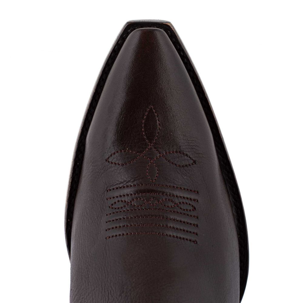 Low boots bimatieres en cuir lisse - Bootcut chocolate - Santiags femme