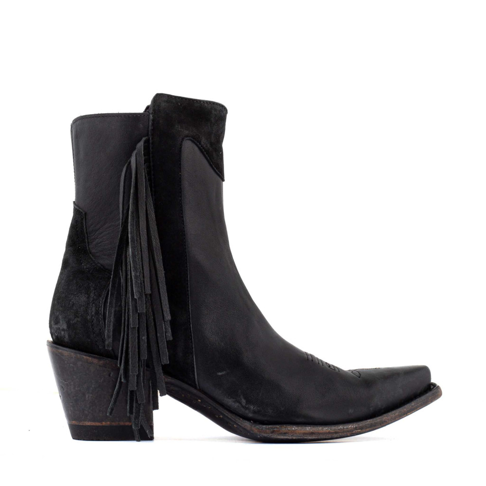Santiag a franges bi matière -Amazonne black - Santiags femme
